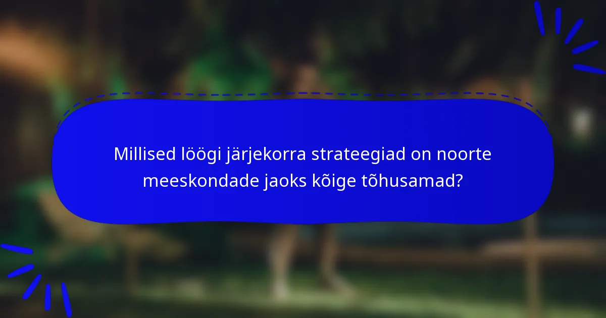 Millised löögi järjekorra strateegiad on noorte meeskondade jaoks kõige tõhusamad?